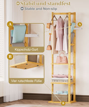 Yorbay Garderobenständer aus Bambus mit 3 Ablagen, 30 x 38/41 x 175 cm - YB081 - Z108 - 5 - Yorbay.de