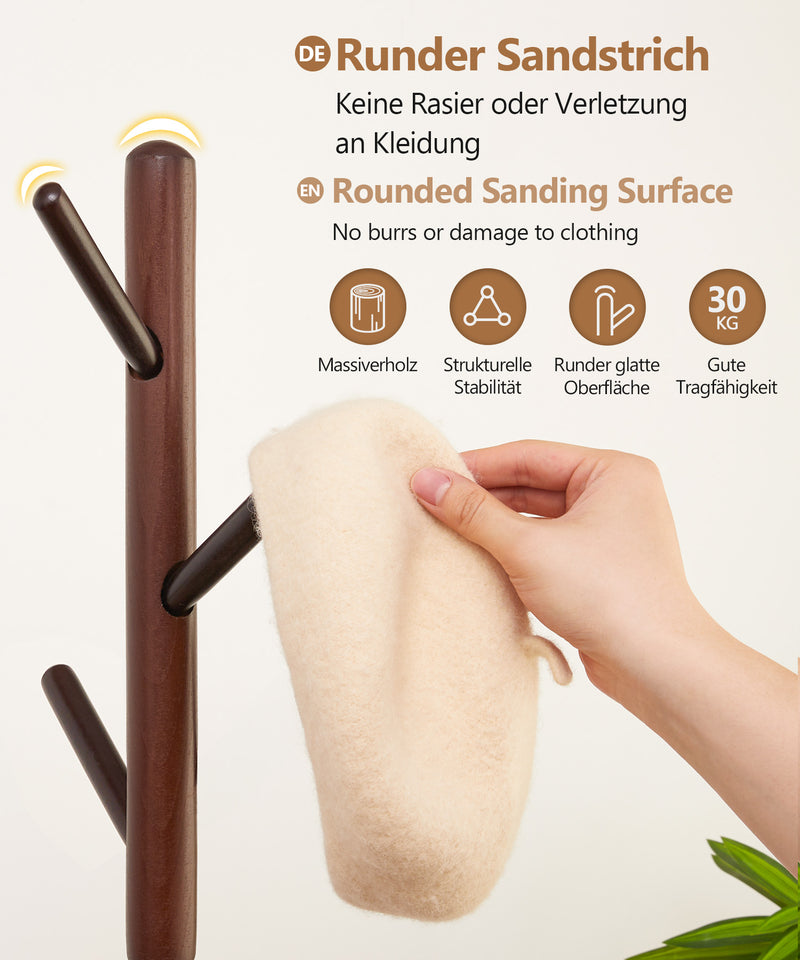 Yorbay Garderobenständer aus Buchenholz mit 9 Haken - YB078 - D039 - 14 - Yorbay.de