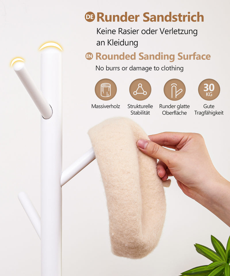 Yorbay Garderobenständer aus Buchenholz mit 9 Haken - YB078 - D038 - 22 - Yorbay.de