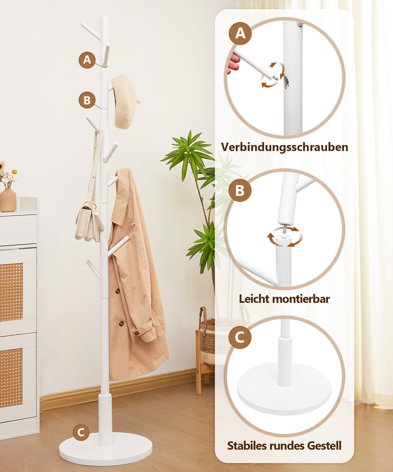 Yorbay Garderobenständer aus Buchenholz mit 9 Haken - YB078 - D038 - 23 - Yorbay.de