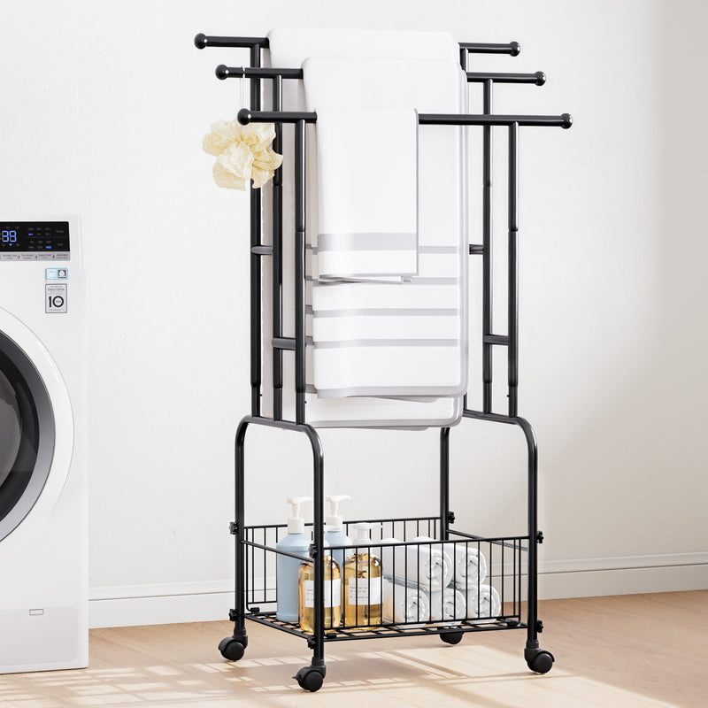 Yorbay Handtuchständer auf Rollen mit 3 Stangen & Ablagekorb - YB074 - T060 - 2 - Yorbay.de