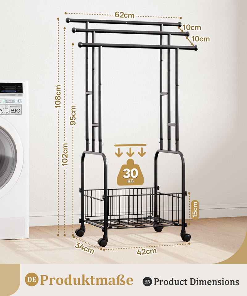 Yorbay Handtuchständer auf Rollen mit 3 Stangen & Ablagekorb - YB074 - T060 - 3 - Yorbay.de