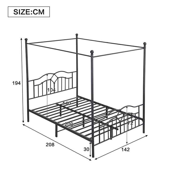 Metall - Himmelbett, 140x200 cm - YB - N622D893233S - 3 - Yorbay.de