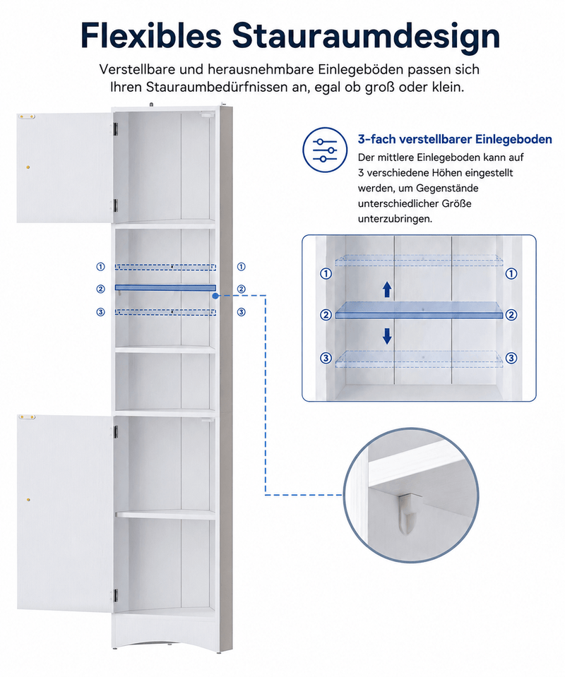 Yorbay Eckschrank, Hochschrank 37 × 24,5 × 170 cm - YW010-D078 - 3 - Yorbay.de