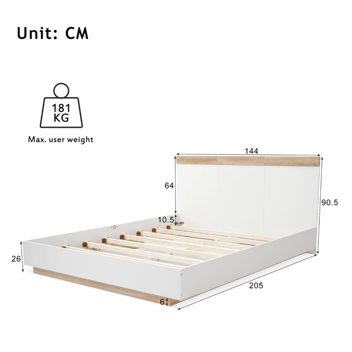 Doppelbett mit Kopfteil und Lattenrost, 140x200 cm, 160x200 cm, 180x200 cm