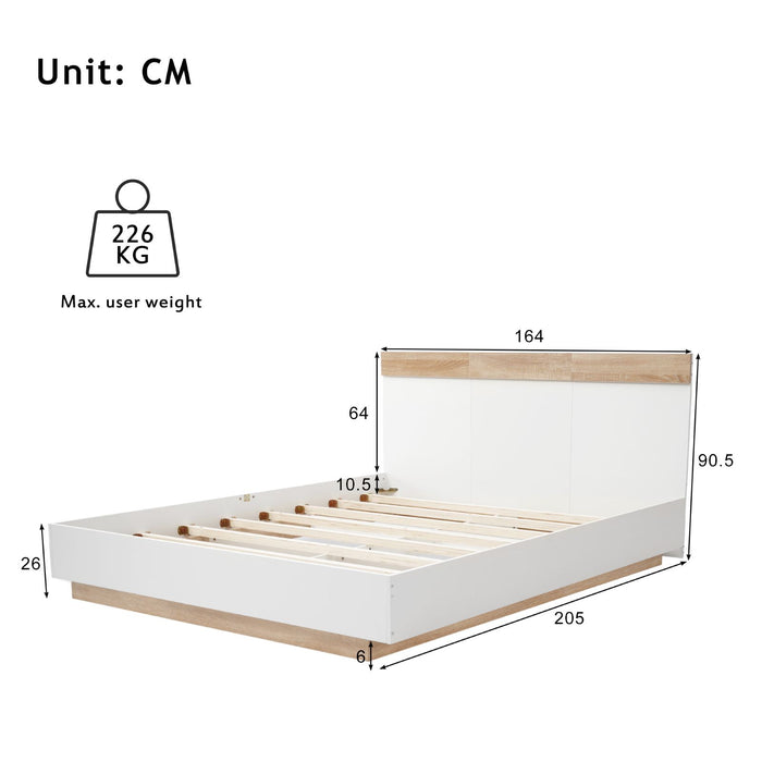 Doppelbett mit Kopfteil und Lattenrost, 140x200 cm, 160x200 cm, 180x200 cm