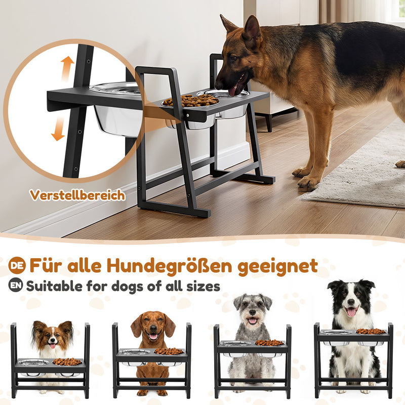 Yorbay Verstellbarer Hundenapf mit 2 Edelstahlnäpfen