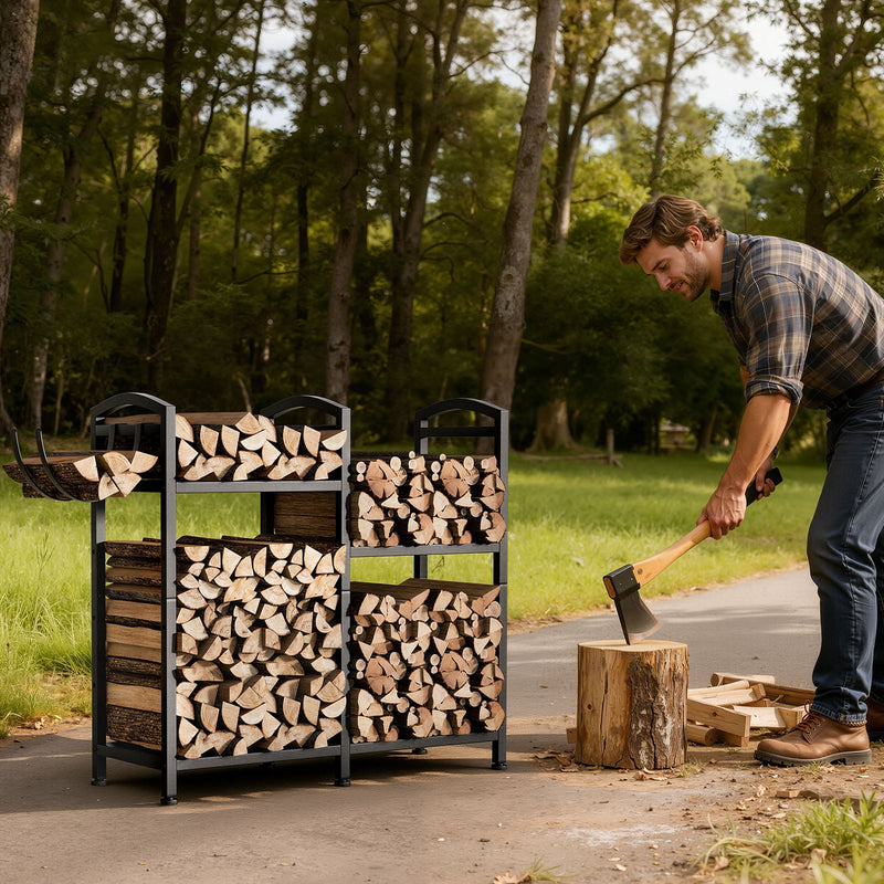 Yorbay Kaminholzregal 4 Ebenen aus Metall mit Oxford - Tasche - YB123-T089 - 8 - Yorbay.de