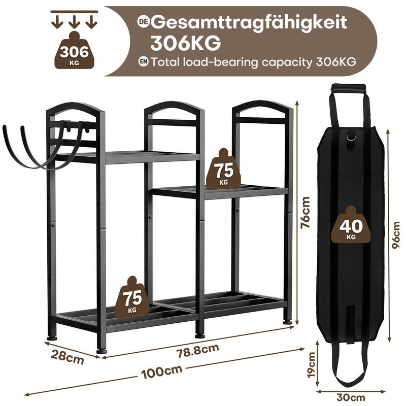 Yorbay Kaminholzregal 4 Ebenen aus Metall mit Oxford - Tasche - YB123-T089 - 3 - Yorbay.de
