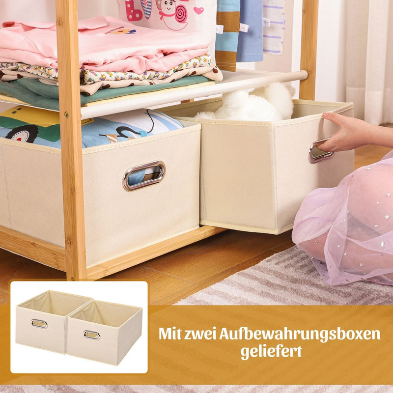Kinder Rack Children's bamboo clothes rack for children's rooms, with storage ...