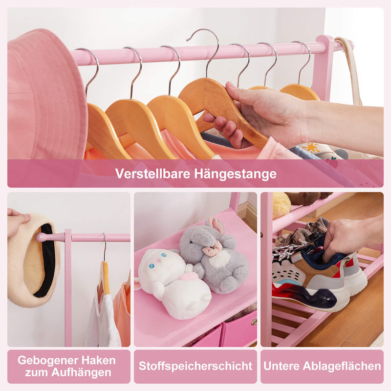 Yorbay Kinder Kleiderständer aus Bambus mit 2 Aufbewahrungsboxen - YB026 - Z048 - 7 - Yorbay.de