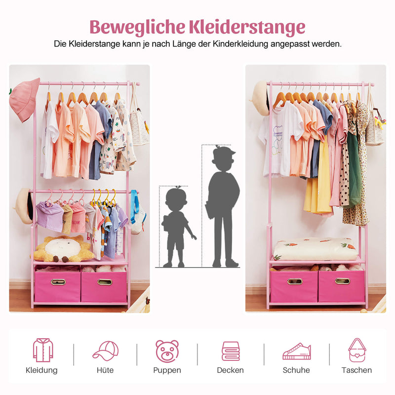 Yorbay Kinder Kleiderständer aus Bambus mit 2 Aufbewahrungsboxen - YB026 - Z048 - 9 - Yorbay.de