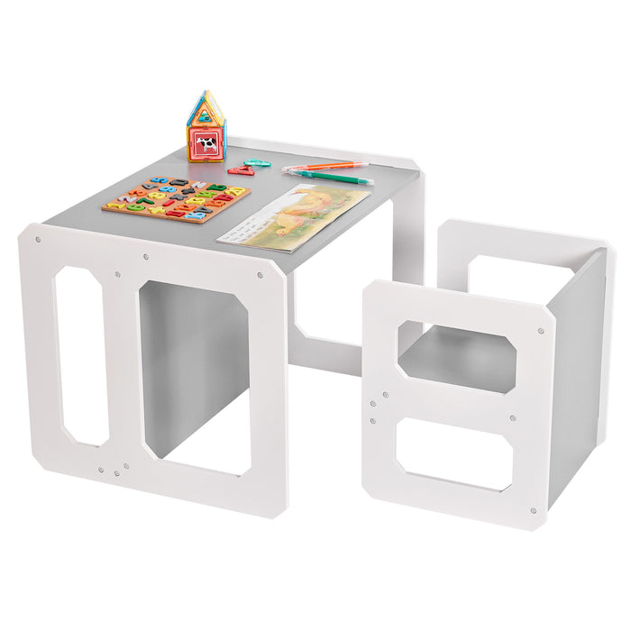 Yorbay children's seating group with reversible table top, drawers and children's table