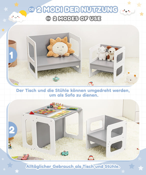 Yorbay 2-in-1 Kindertisch Stuhl Set aus MDF mit Handgriffen