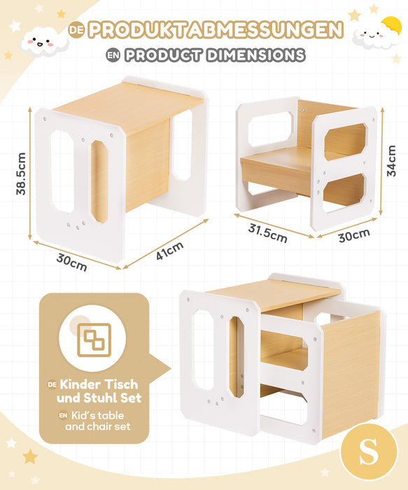 Yorbay children's seating group with reversible table top, drawers and children's table