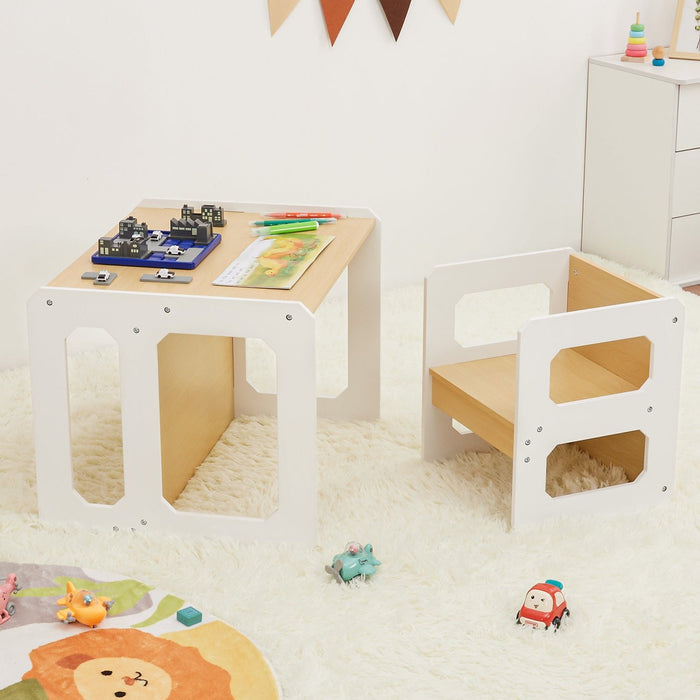 Yorbay children's seating group with reversible table top, drawers and children's table