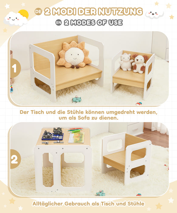 Yorbay 2-in-1 Kindertisch Stuhl Set aus MDF mit Handgriffen