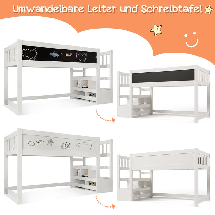 Kinder - Hochbett mit Whiteboard & Tafel – 90 x 200 cm - YB - AB20272526W - 4 - Yorbay.de