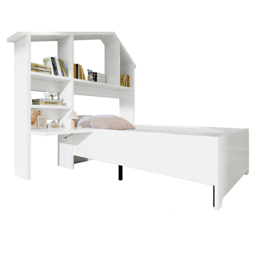 Kinderbett 90x200 cm – Holzbett mit Bücherregal und Stauraum - YB - AB20475051W - 1 - Yorbay.de