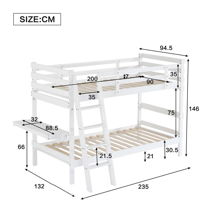 Etagenbett für Kinder mit Schreibtisch, 90x200 cm - YB - N622D853132W - 3 - Yorbay.de