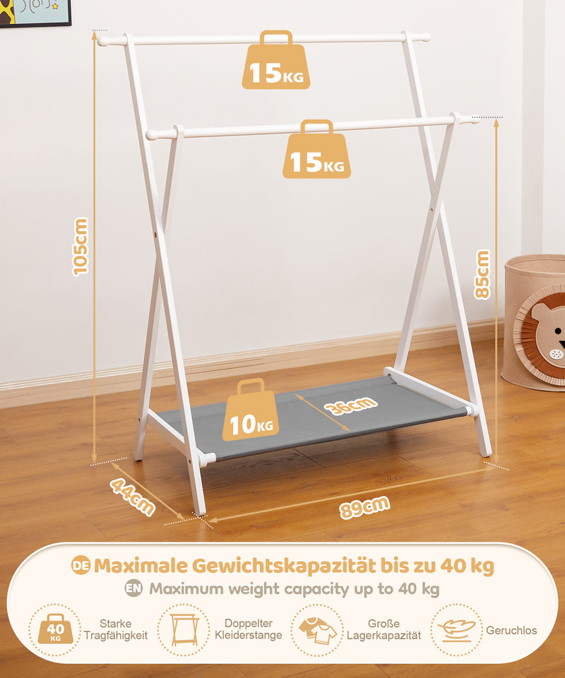 Yorbay klappbarer Kinder - Garderobenständer aus Bambus mit Ablage - YB032 - Z064 - 5 - Yorbay.de