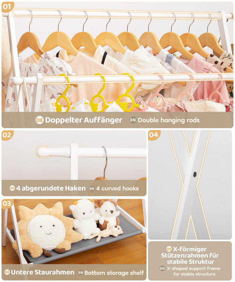 Yorbay klappbarer Kinder - Garderobenständer aus Bambus mit Ablage - YB032 - Z064 - 6 - Yorbay.de