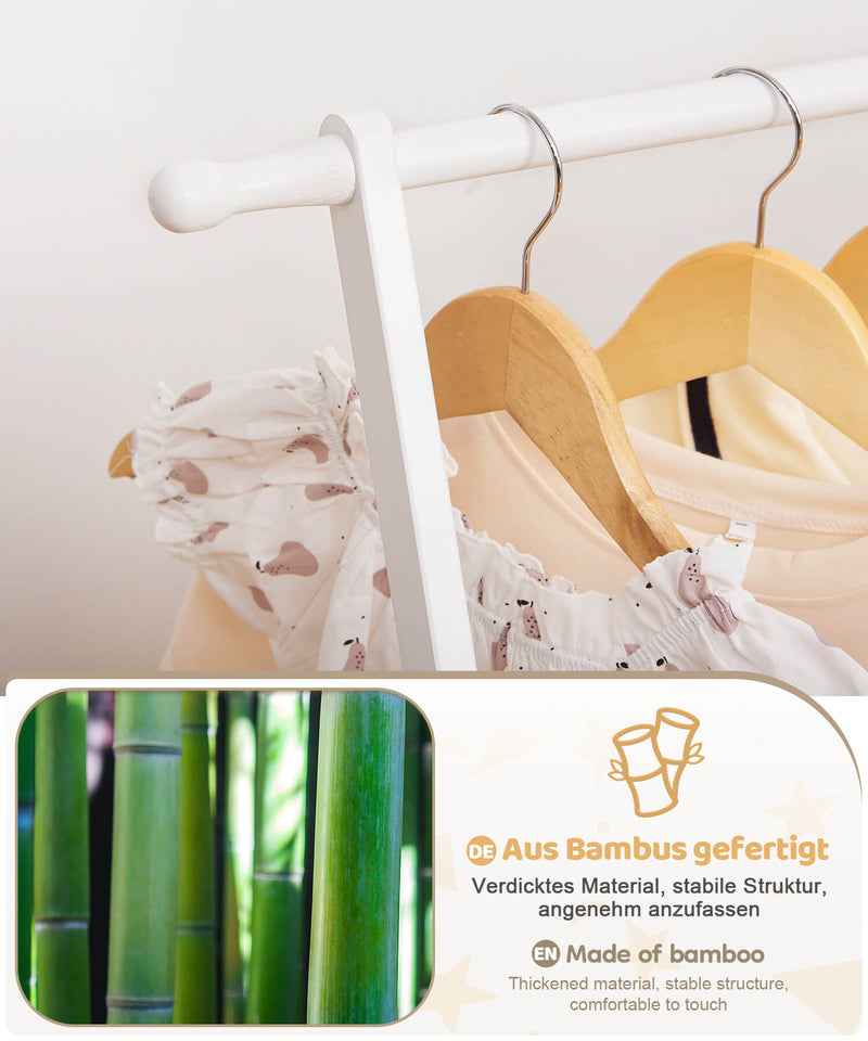 Yorbay klappbarer Kinder - Garderobenständer aus Bambus mit Ablage - YB032 - 13 - Yorbay.de