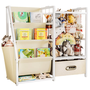 kinder regal aufbewahrung Kinderregal mit Bücherregal, Spielzeug- & Kuscheltier Aufbewahrung — Yorbay.de