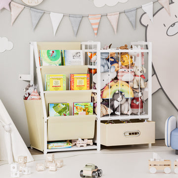 Kinderregal mit Bücherregal, Spielzeug- & Kuscheltier Aufbewahrung —  Yorbay.de