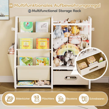 kinder regal aufbewahrung Kinderregal mit Bücherregal, Spielzeug- & Kuscheltier Aufbewahrung — Yorbay.de