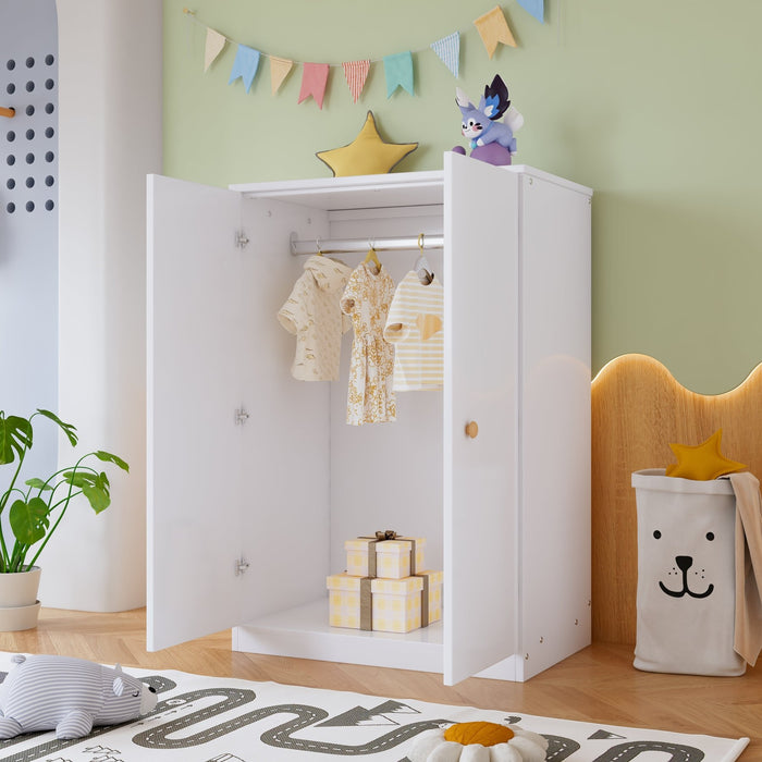 Kleiderschrank mit Stange für Kinderzimmer, 80 x 50 x 120 cm - YB - 32472324WAA - 2 - Yorbay.de