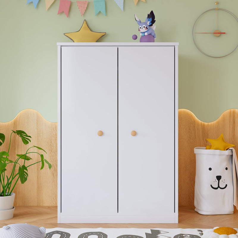 2-türiger Kleiderschrank mit Stange für Kinderzimmer, 80 x 50 x 120 cm —