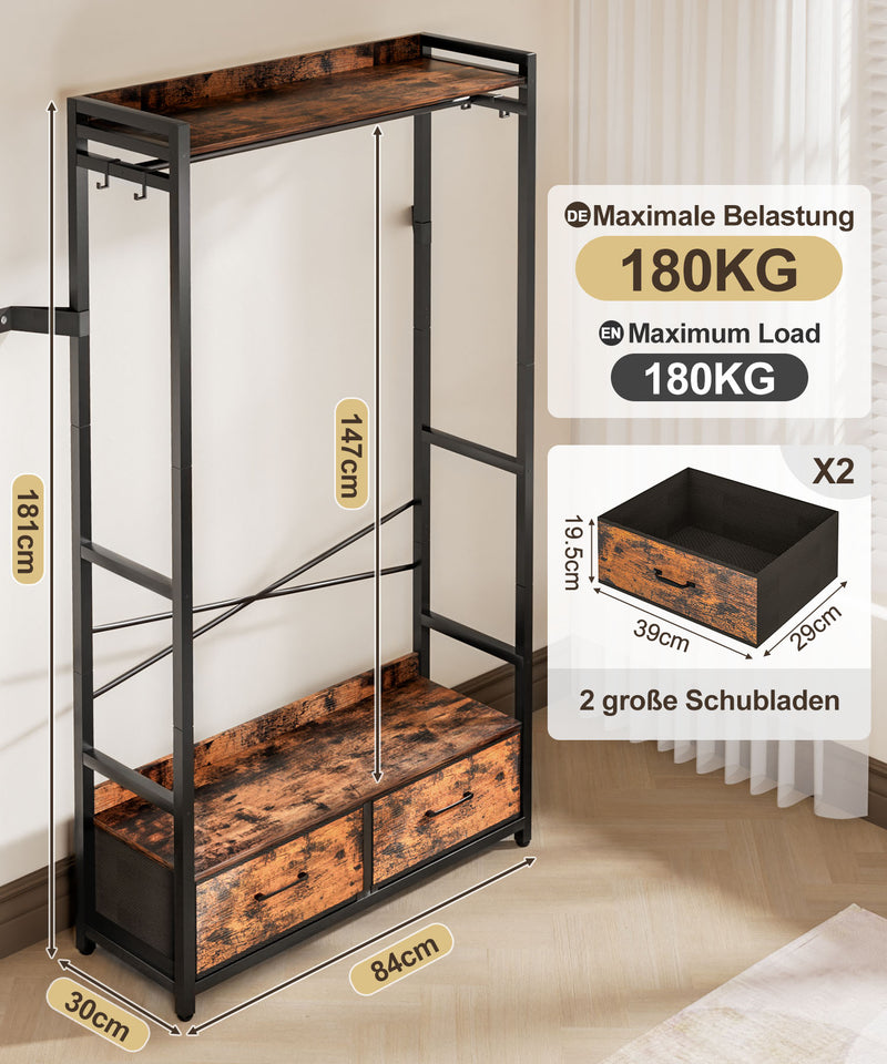 Yorbay Kleiderständer mit 2 Schubladen, 84 x 30 x 181 cm - YB088 - T072 - 3 - Yorbay.de