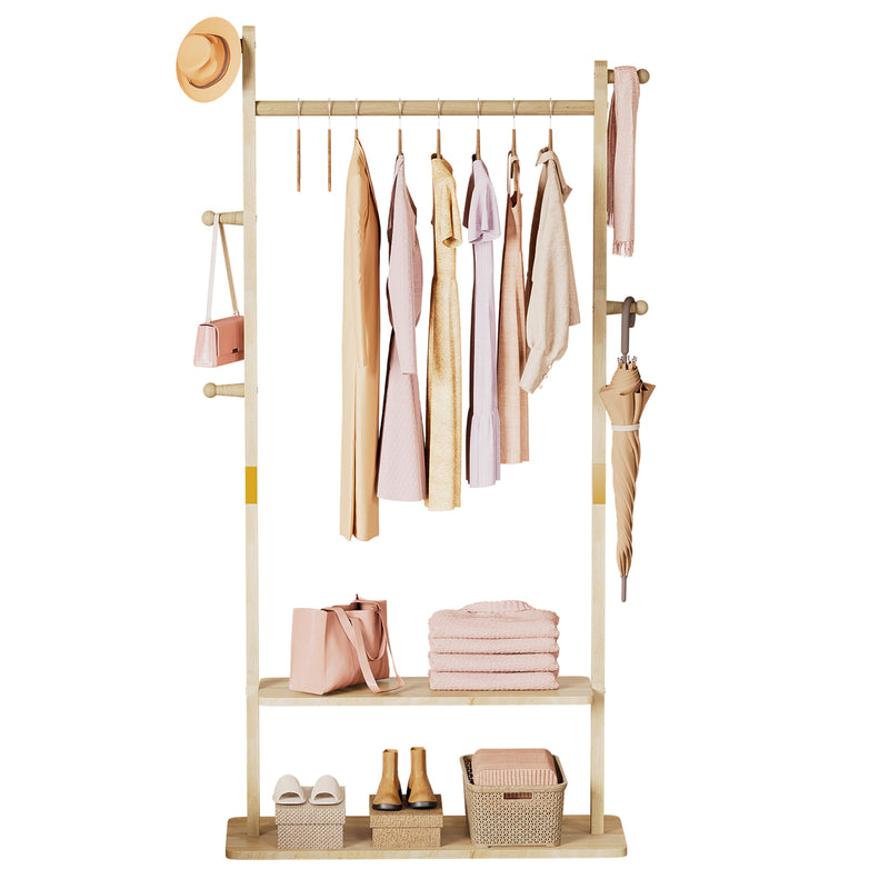 Yorbay Garderobenständer aus Holz mit Ablagen, 78 x 27 x 162,5 cm - YB090 - D045 - 1 - Yorbay.de