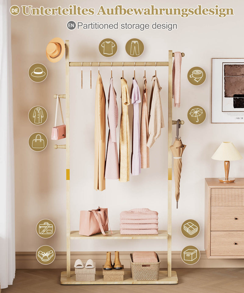 Yorbay Garderobenständer aus Holz mit Ablagen, 78 x 27 x 162,5 cm - YB090 - D045 - 5 - Yorbay.de