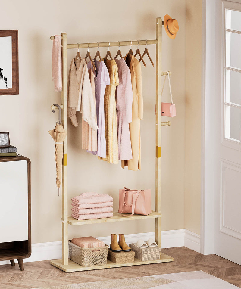 Yorbay Garderobenständer aus Holz mit Ablagen, 78 x 27 x 162,5 cm - YB090 - D045 - 6 - Yorbay.de