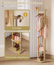 Yorbay Garderobenständer aus Holz mit Ablagen, 38 × 27 × 162 cm - YB090 - D046 - 4 - Yorbay.de