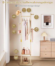Yorbay Garderobenständer aus Holz mit Ablagen, 38 × 27 × 162 cm - YB090 - D046 - 5 - Yorbay.de