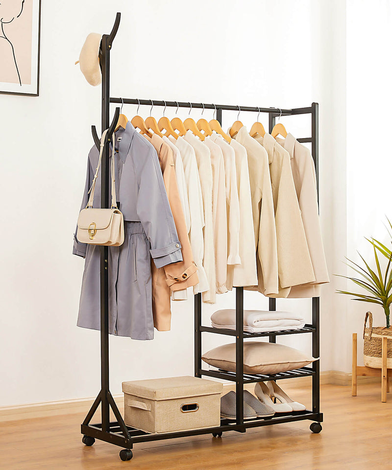 Yorbay Garderobenständer aus Bambus auf Rollen - YB024 - Z043 - 17 - Yorbay.de