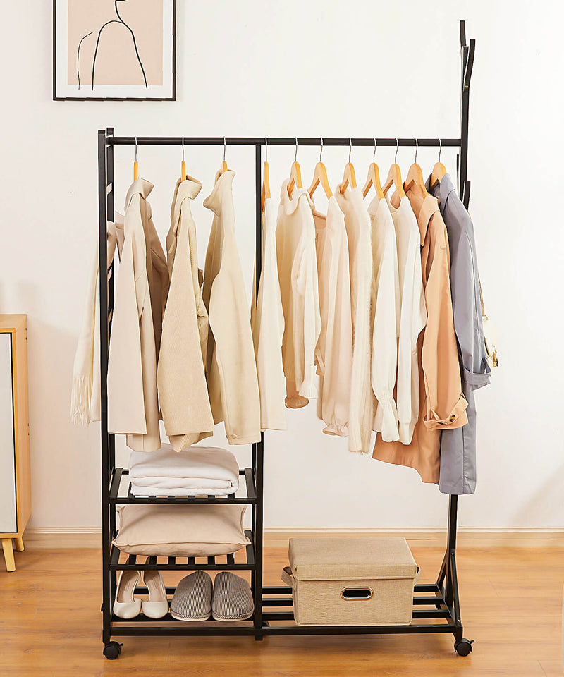 Yorbay Garderobenständer aus Bambus auf Rollen - YB024 - Z043 - 22 - Yorbay.de