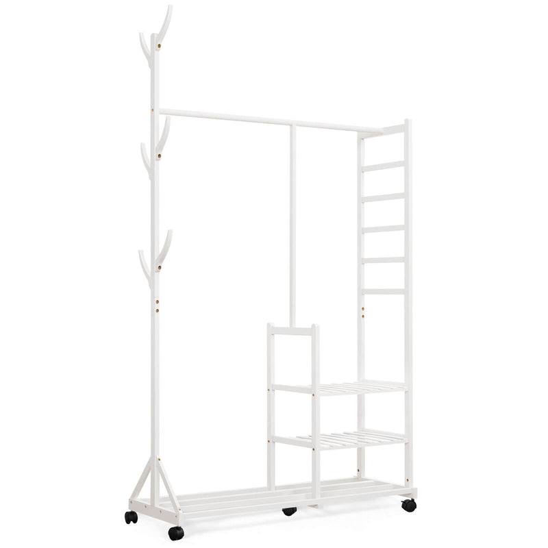 Yorbay Garderobenständer aus Bambus auf Rollen - YB024 - Z044 - 9 - Yorbay.de