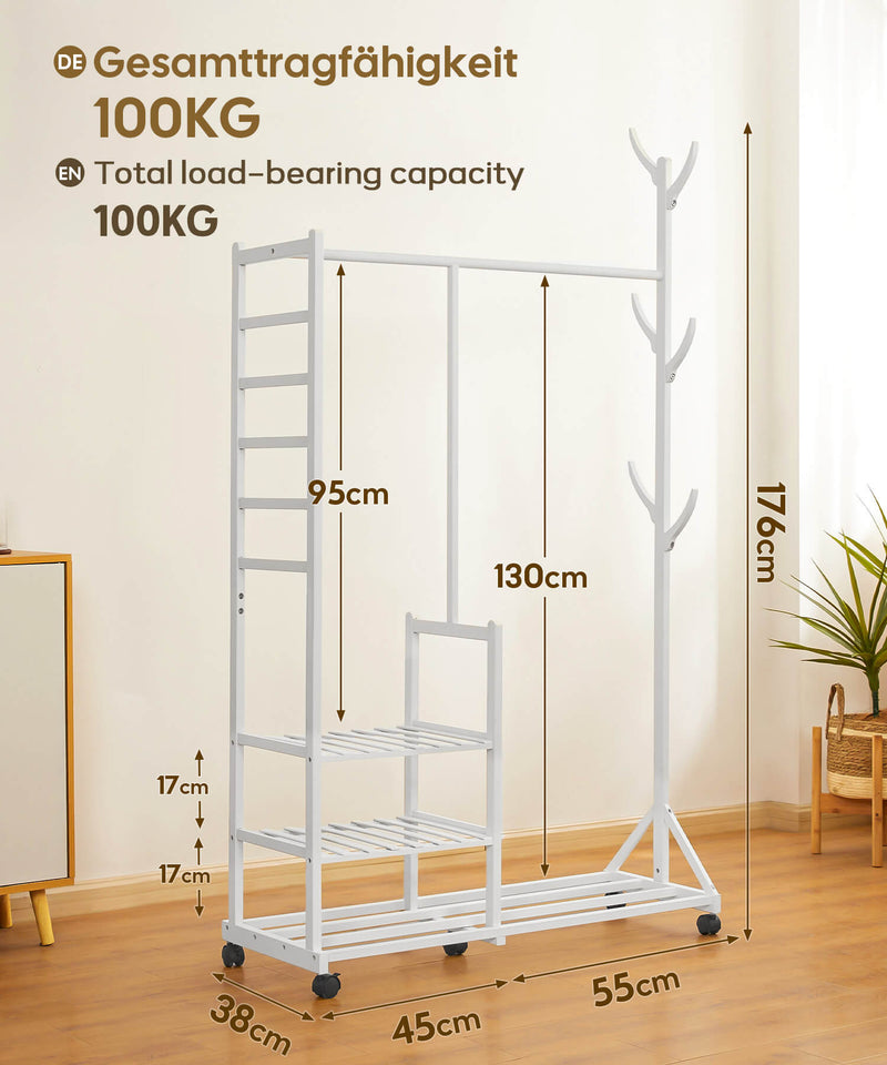 Yorbay Garderobenständer aus Bambus auf Rollen - YB024 - Z044 - 11 - Yorbay.de