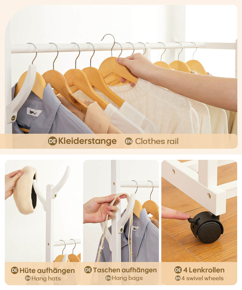 Yorbay Garderobenständer aus Bambus auf Rollen - YB024 - Z044 - 13 - Yorbay.de