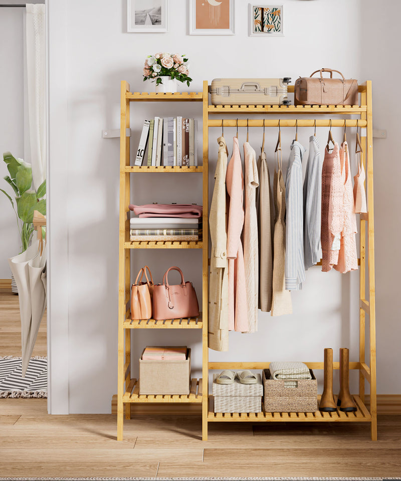 Yorbay Kleiderständer mit Regalen & Kleiderstange aus Bambus - YB103 - Z110 - 8 - Yorbay.de