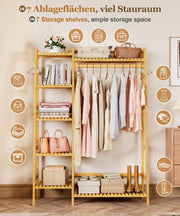 Yorbay Kleiderständer mit Regalen & Kleiderstange aus Bambus - YB103 - Z110 - 4 - Yorbay.de