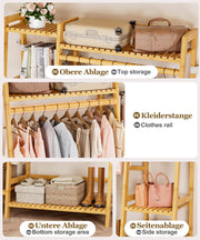 Yorbay Kleiderständer mit Regalen & Kleiderstange aus Bambus - YB103 - Z110 - 5 - Yorbay.de