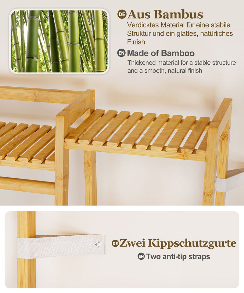Yorbay Kleiderständer mit Regalen & Kleiderstange aus Bambus - YB103 - Z110 - 6 - Yorbay.de