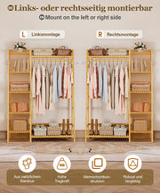 Yorbay Kleiderständer mit Regalen & Kleiderstange aus Bambus - YB103 - Z110 - 7 - Yorbay.de