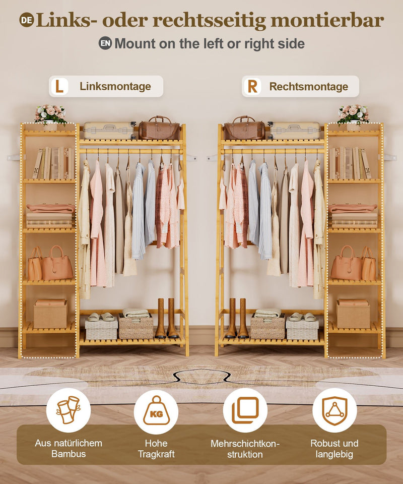 Yorbay Kleiderständer mit Regalen & Kleiderstange aus Bambus - YB103 - Z110 - 7 - Yorbay.de