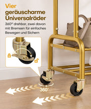 Yorbay Kleiderständer mit Rollen, Doppelstange, 2 Ablagen & 4 Haken - YB106-T076 - 23 - Yorbay.de